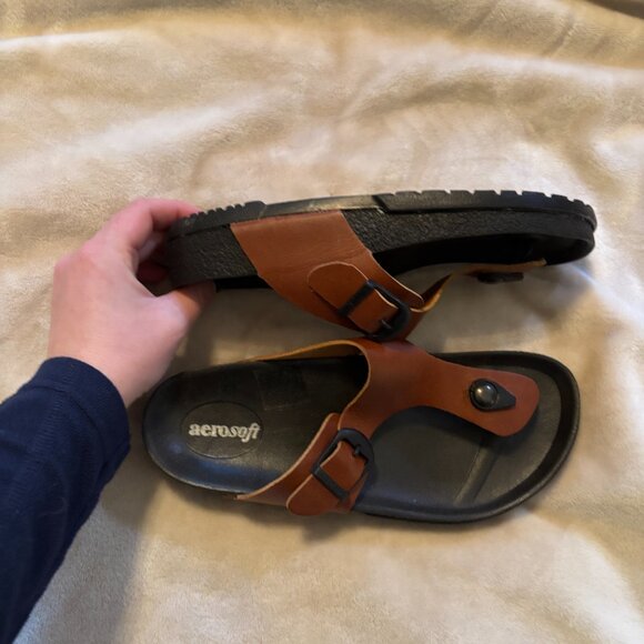 Black and Brown Leather Sandals - Picture 3 of 5